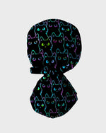 Neon Black Cat Allover Pattern Illustration Scrub Cap - Scrubloop