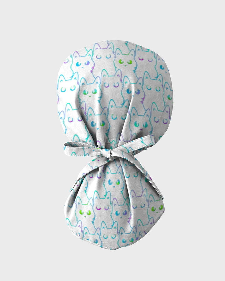 Neon Cat Electric Midnight Glow Vibes Scrub Cap