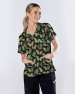 Neon Tie-Dye Butterfly Magic Nurse Scrub Top - Scrubloop