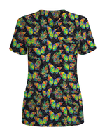 Neon Tie-Dye Butterfly Magic Nurse Scrub Top - Scrubloop