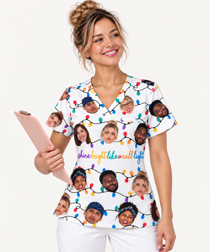 Personalized Photo Shine Bright Like A Call Light Funny Christmas Gift For Nurse Coworker Top