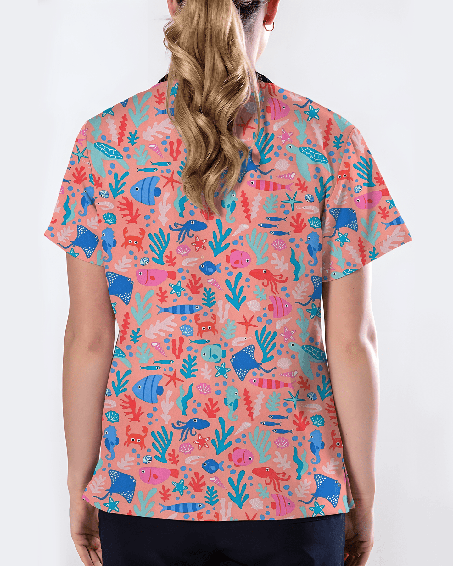 Ocean Wonders Medical Women Scrub Top - Scrubloop