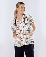 Oh Deer Christmas Holiday Nursing Scrub Top - Scrubloop