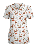 Oh Deer Christmas Holiday Nursing Scrub Top - Scrubloop