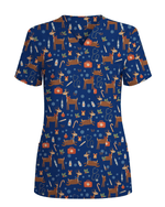 Oh Deer Christmas Holiday Nursing Scrub Top - Scrubloop
