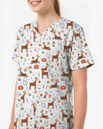 Oh Deer Christmas Holiday Nursing Scrub Top - Scrubloop