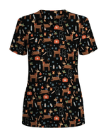 Oh Deer Christmas Holiday Nursing Scrub Top - Scrubloop