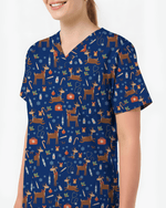Oh Deer Christmas Holiday Nursing Scrub Top - Scrubloop