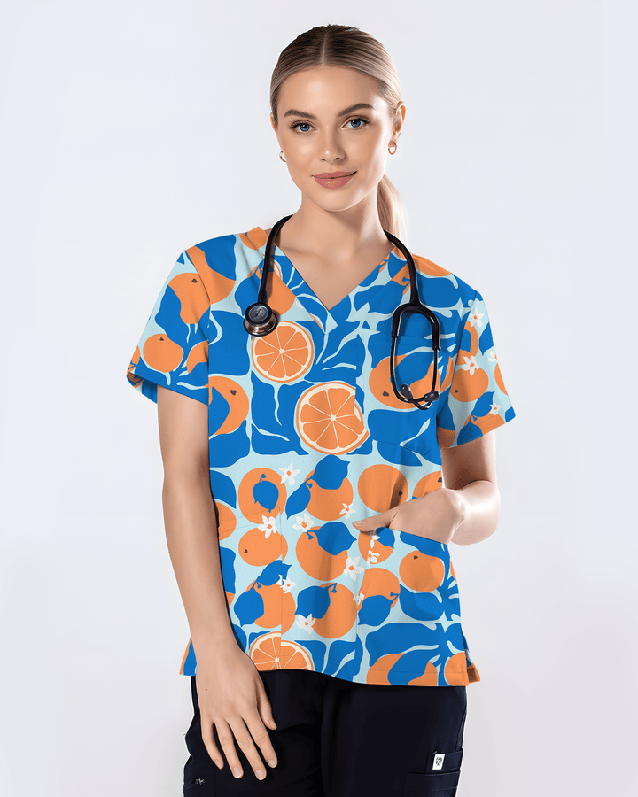 Orange Bliss Citrus Sunshine Fresh Glow Women Scrub Top