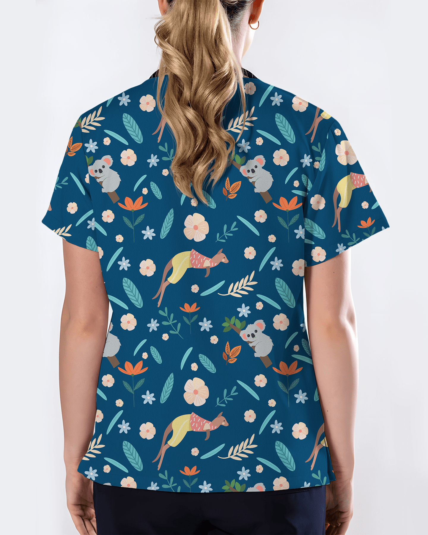 Outback Buddies Wild Desert Adventure Women Scrub Top - Scrubloop