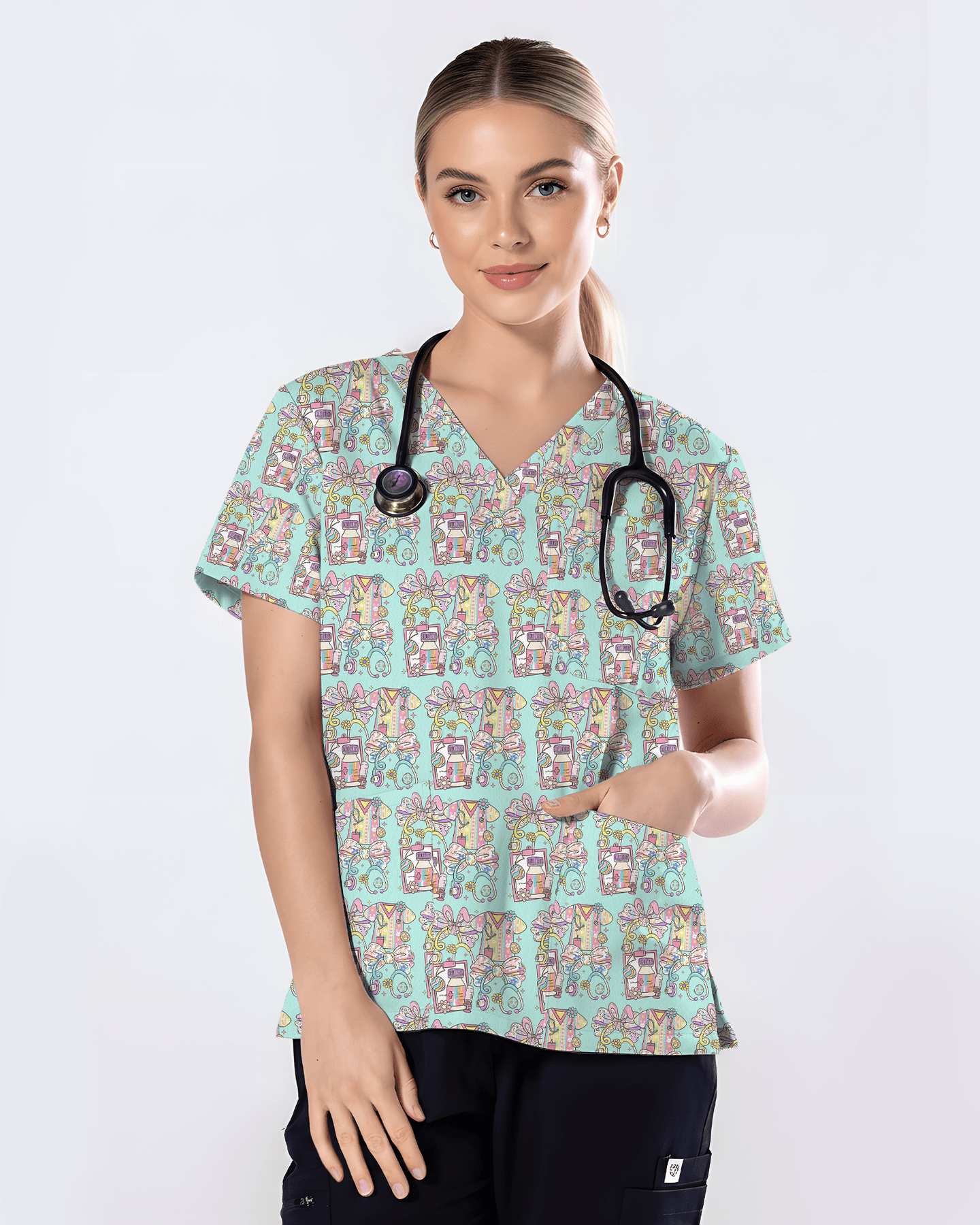 Pastel Medical Tools Medical Scrub Top - Scrubloop