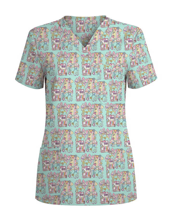 Pastel Medical Tools Medical Scrub Top