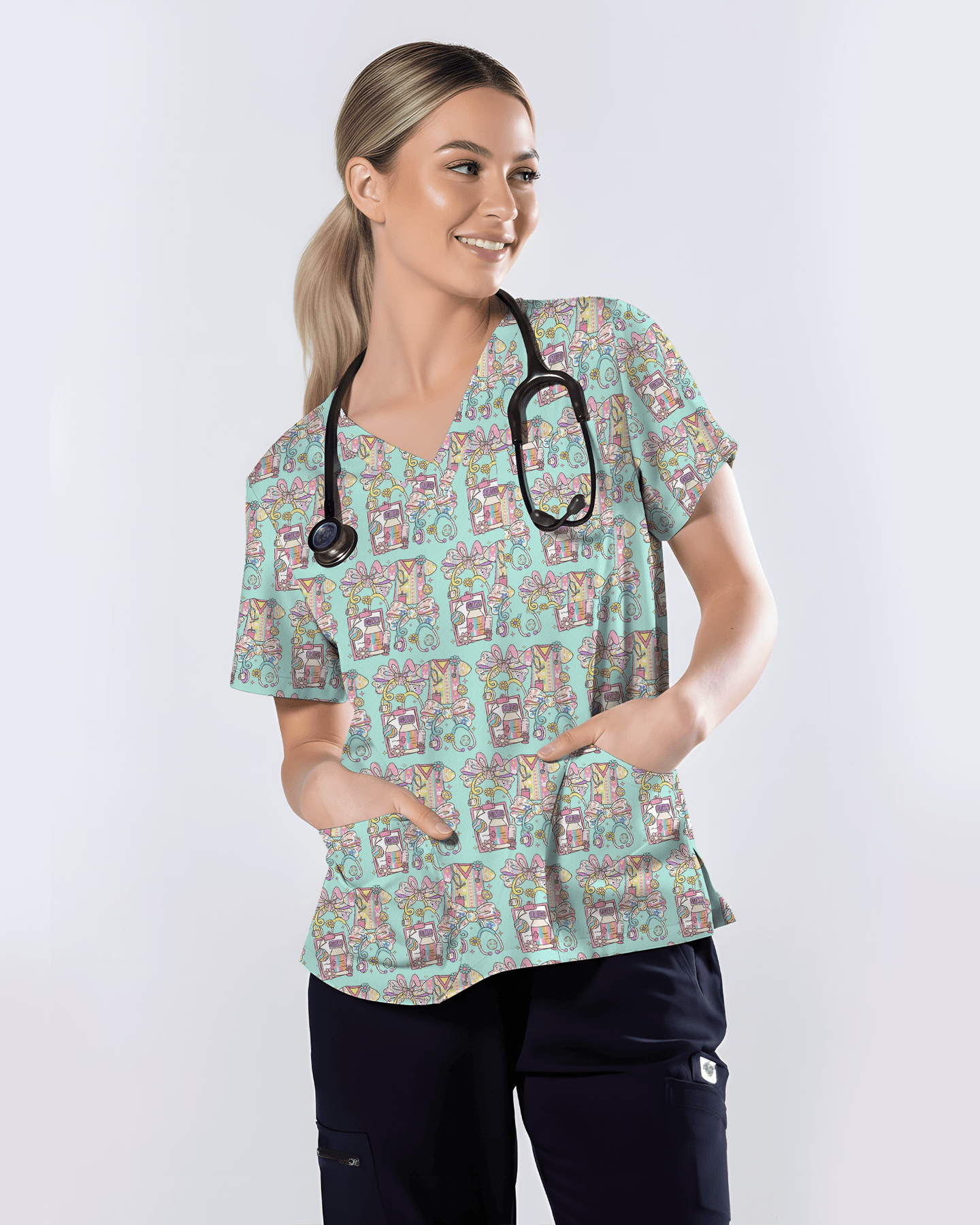 Pastel Medical Tools Medical Scrub Top - Scrubloop