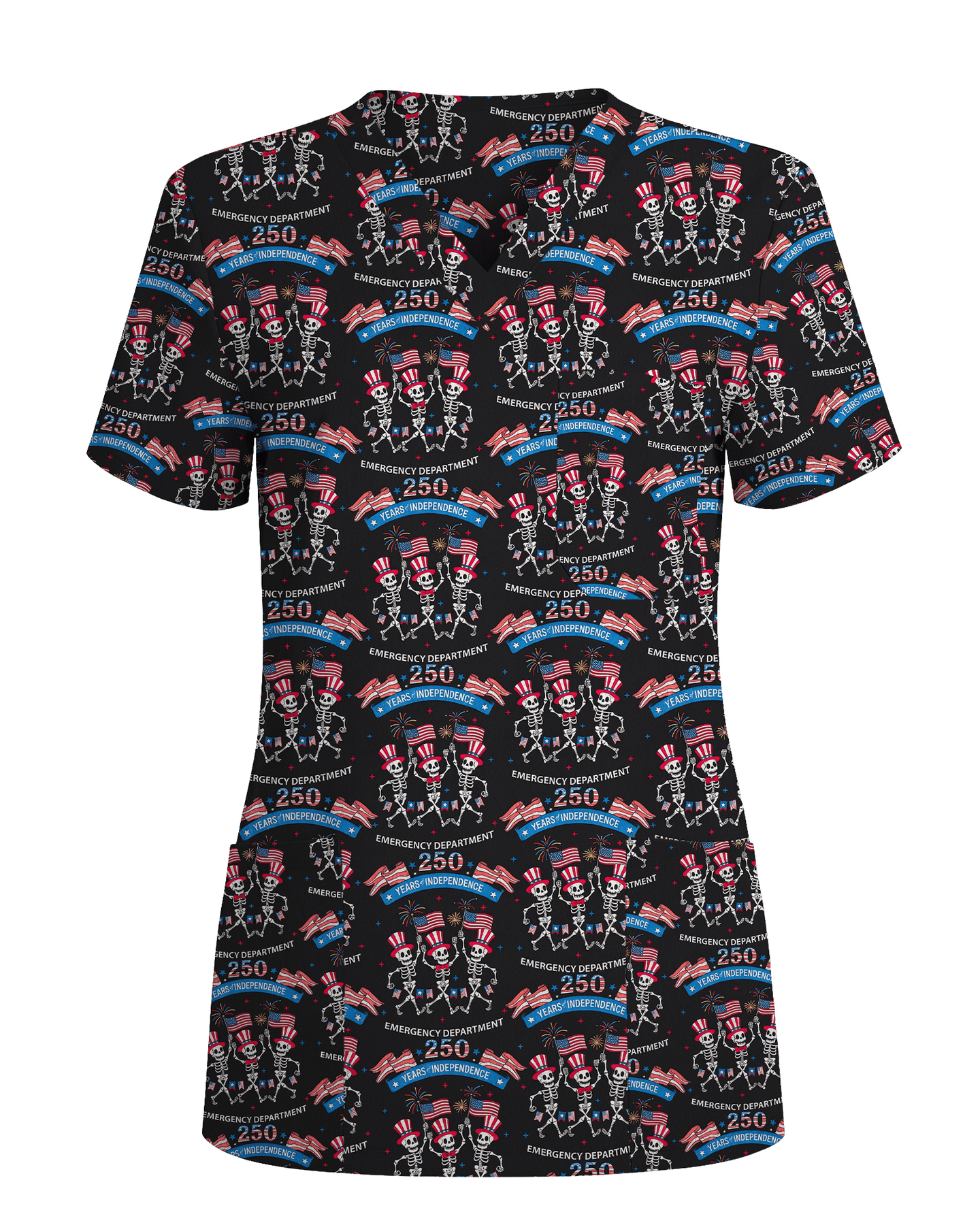 Patriotic 250 Years of Independence Healthcare Scrub Top - Scrubloop