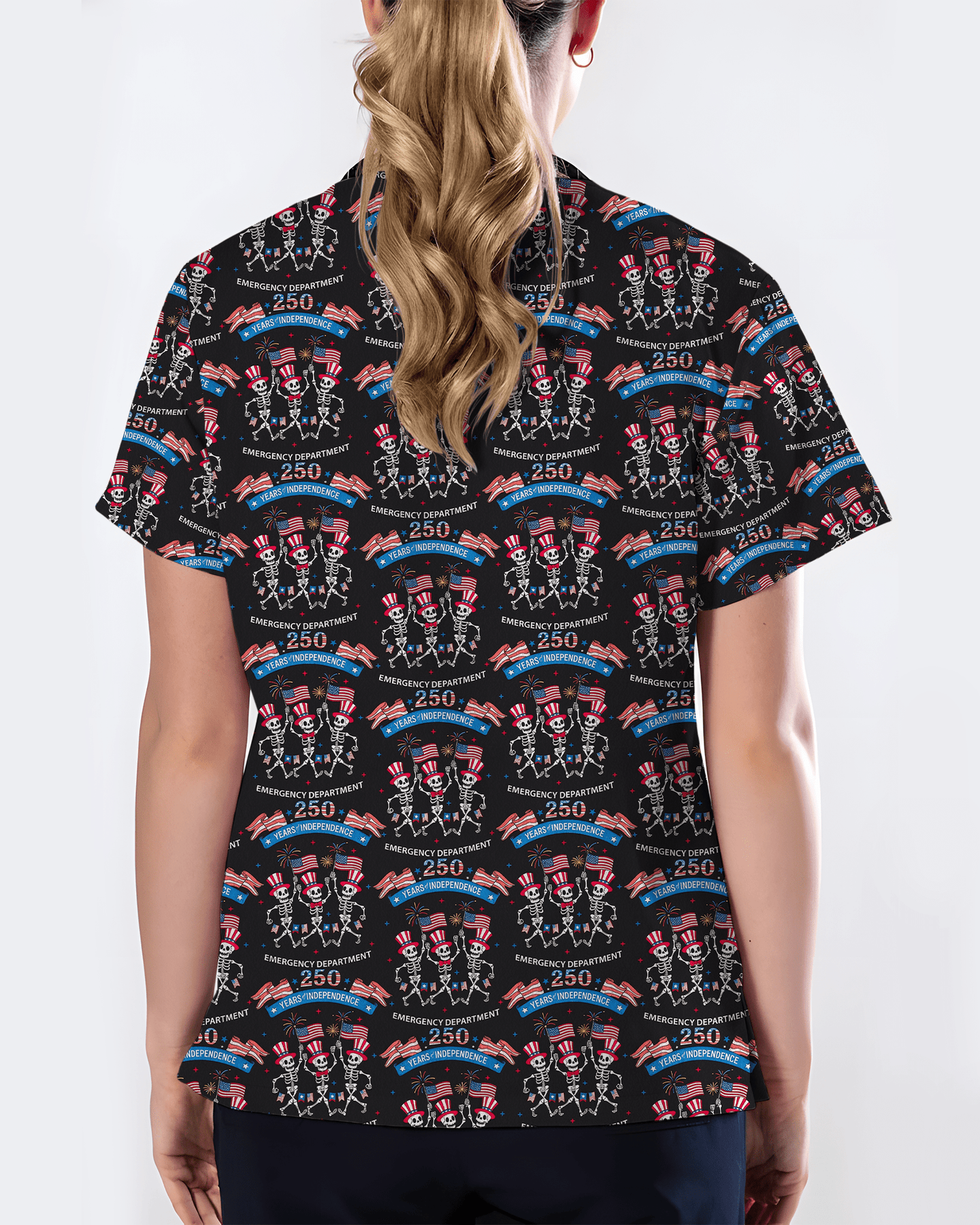Patriotic 250 Years of Independence Healthcare Scrub Top - Scrubloop