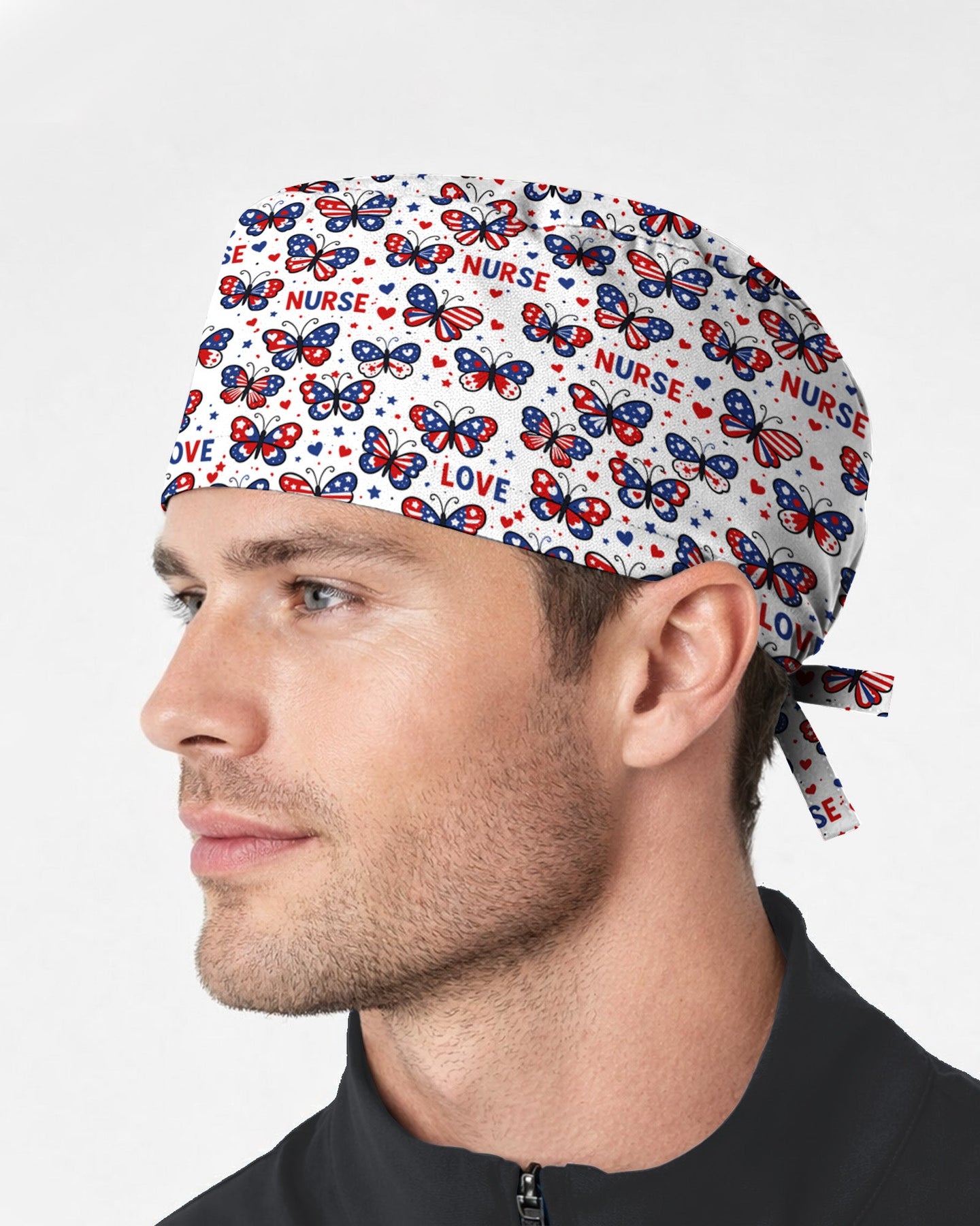 Patriotic American Butterfly Theme Scrub Cap - Scrubloop