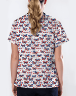 Patriotic American Butterfly Theme Women Scrub Top - Scrubloop