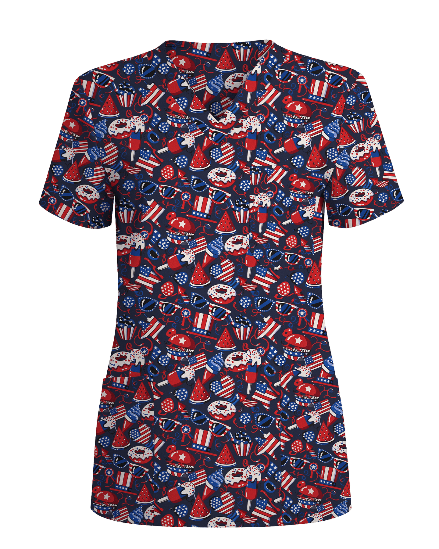 Patriotic Summer Treats Nursing Scrub Top - Scrubloop