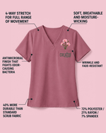 Personalized Birth Month Flower And Name Created With A Purpose Nurse Women's One-Pocket V-neck Scrub Top - Scrubloop