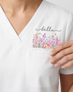 Personalized Birth Month Flower And Name Gift For Nurse Top - Scrubloop