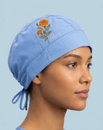 Personalized Birth Month Flower And Name Nurse Premium Satin-Lined Scrub Cap - Scrubloop