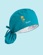 Personalized Birth Month Flower And Name Nurse Premium Satin-Lined Scrub Cap - Scrubloop
