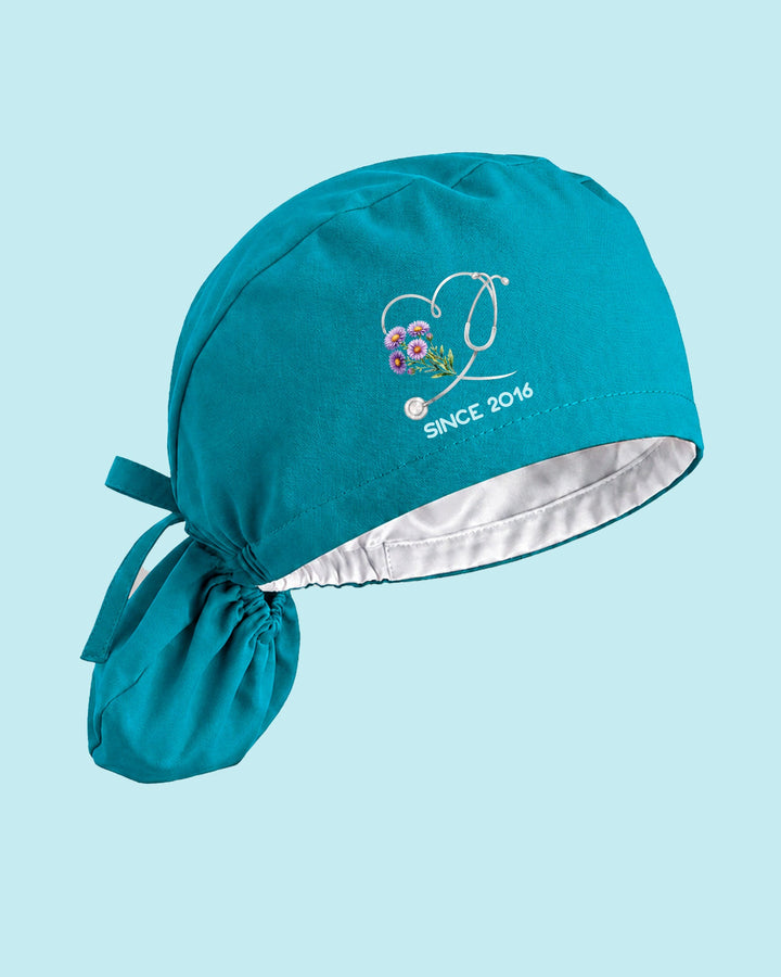 Personalized Birth Month Flower And Name Nurse Stethoscope Heart Premium Cap