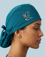 Personalized Birth Month Flower And Name Nurse Stethoscope Heart Premium Satin-Lined Scrub Cap - Scrubloop