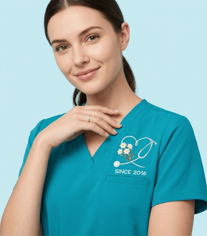 Personalized Birth Month Flower And Name Nurse Stethoscope Heart Top