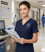 Personalized Birth Month Flower And Name Nurse Women's One-Pocket V-neck Scrub Top - Scrubloop