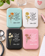 Personalized Birth Month Flower, Name & Job Title God Is Within Her Christian Gift For Nurse LED Mirror - Scrubloop