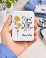Personalized Birth Month Flower, Name & Job Title God Is Within Her Christian Gift For Nurse LED Mirror - Scrubloop