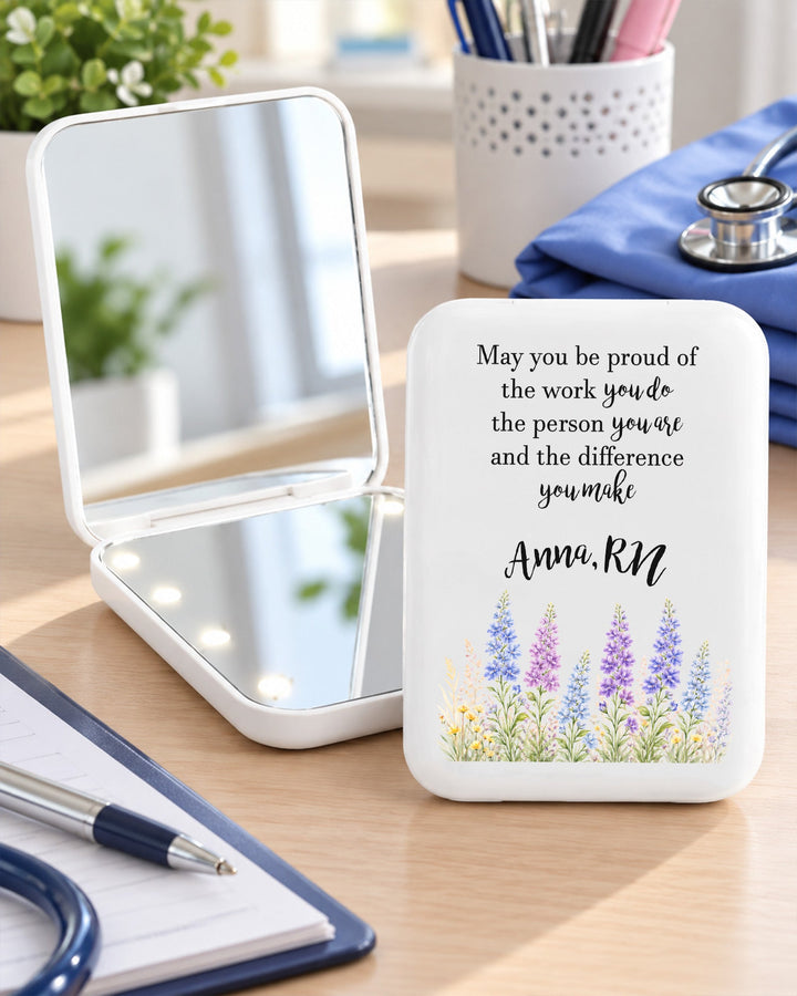 Personalized Birth Month Flower, Name & Job Title May You Be Proud Of The Work You Do Gift For Nurse LED Mirror