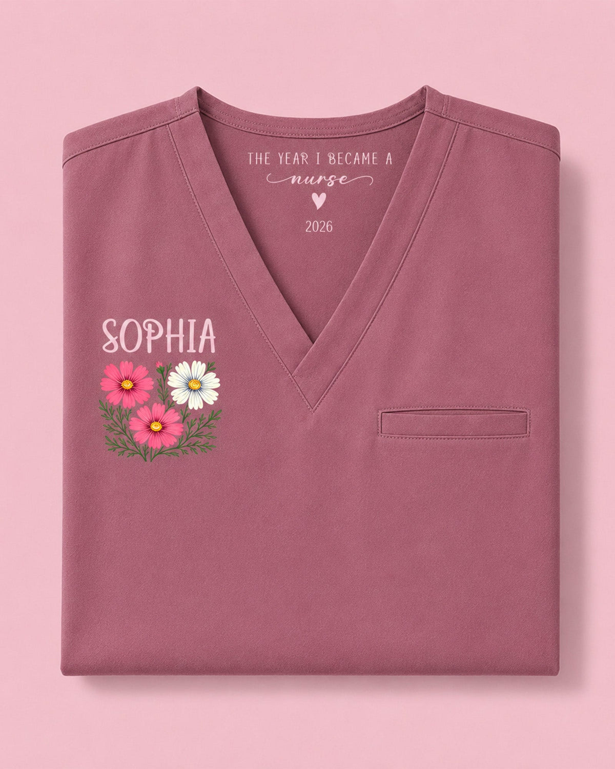 Personalized Birth Month Flower, Name & Year The Year I Became A Nurse Hidden Message Gift For Nurse Nursing Student Top - Scrubloop
