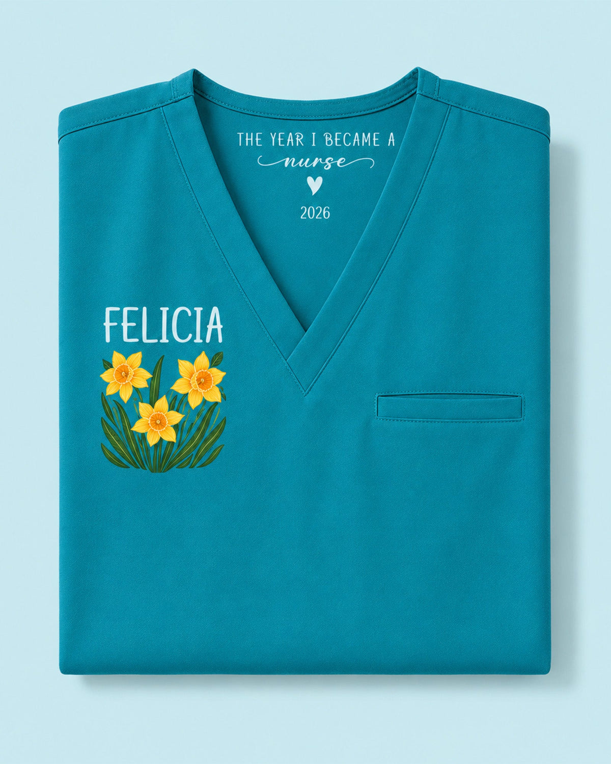 Personalized Birth Month Flower, Name & Year The Year I Became A Nurse Hidden Message Gift For Nurse Nursing Student Top - Scrubloop