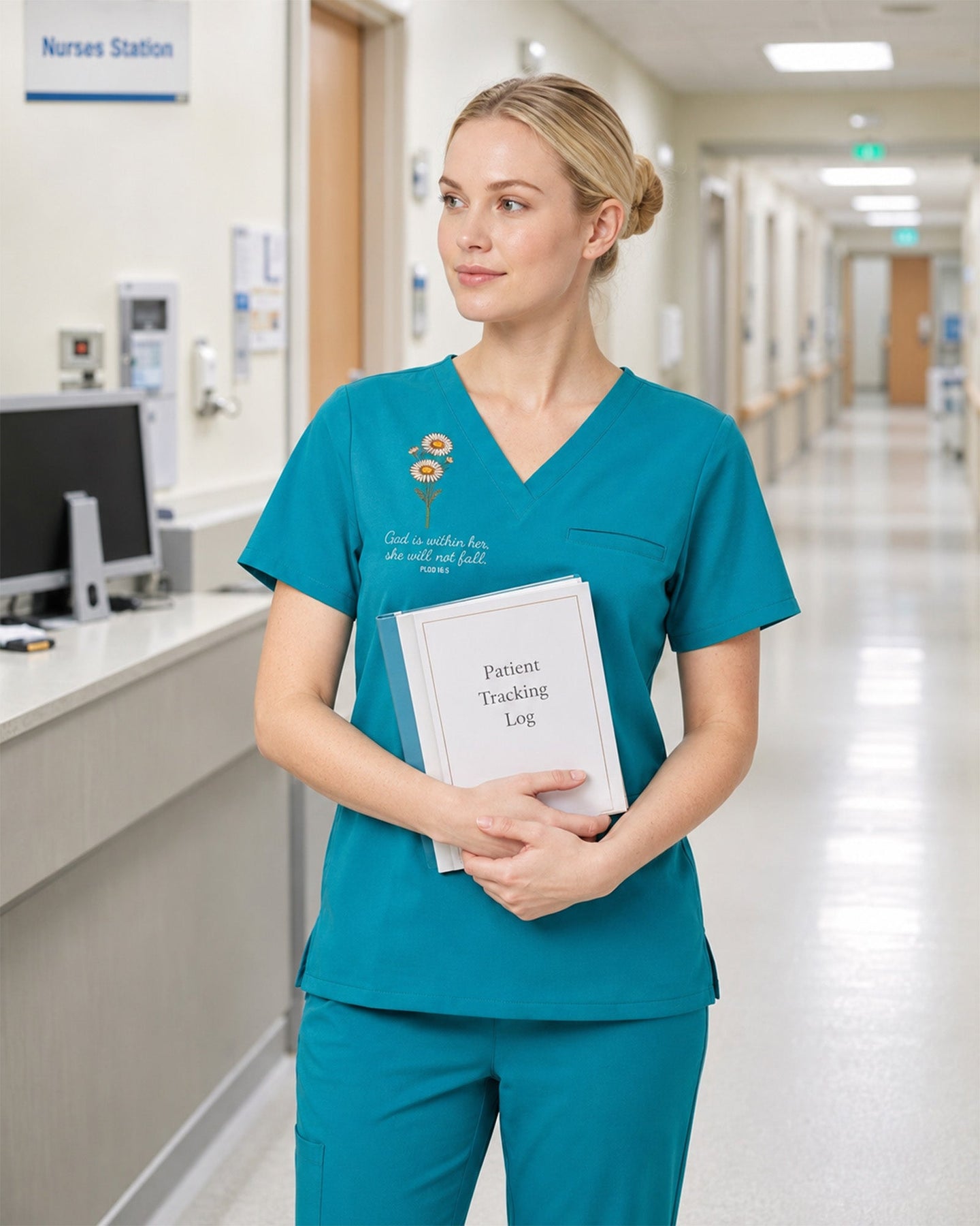 Personalized Birth Month Flower Nurse God Is Within Her She Will Not Fall Top - Scrubloop
