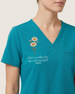 Personalized Birth Month Flower Nurse God Is Within Her She Will Not Fall Top - Scrubloop