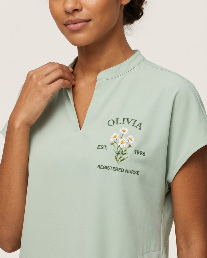 Personalized Birth Month Flower, Specialty And Name Nurse Mandarin Top