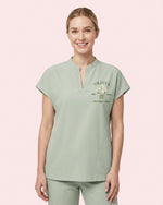 Personalized Birth Month Flower, Specialty And Name Nurse Mandarin Top - Scrubloop