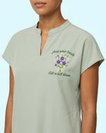 Personalized Birth Month Flower, Specialty And Name Nurse May Your Trials End In Full Bloom Mandarin Dolman Scrub Top - Scrubloop