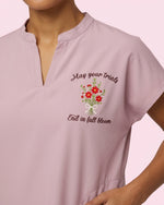 Personalized Birth Month Flower, Specialty And Name Nurse May Your Trials End In Full Bloom Mandarin Dolman Scrub Top - Scrubloop