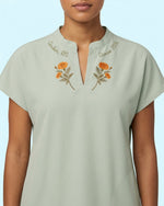 Personalized Birth Month Flower, Specialty, Name & Year Nurse Mandarin Top - Scrubloop