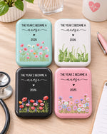 Personalized Birth Month Flower The Year I Became A Nurse Keepsake Gift For New Nurse Graduation LED Mirror - Scrubloop