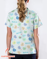 Personalized Candy Hearts Nurse Style Women Scrub Top - Scrubloop