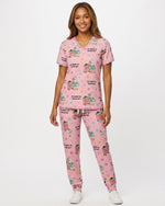 Personalized Job Title And Year Funny Nurse Silly Goose I'm About To Crash Out Women's One-Pocket V-neck Scrub Set - Scrubloop