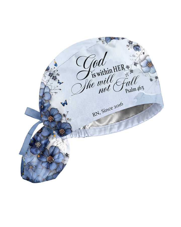 Personalized Job Title And Year God Is Within Her She Will Not Fall Nurse Flower Cap