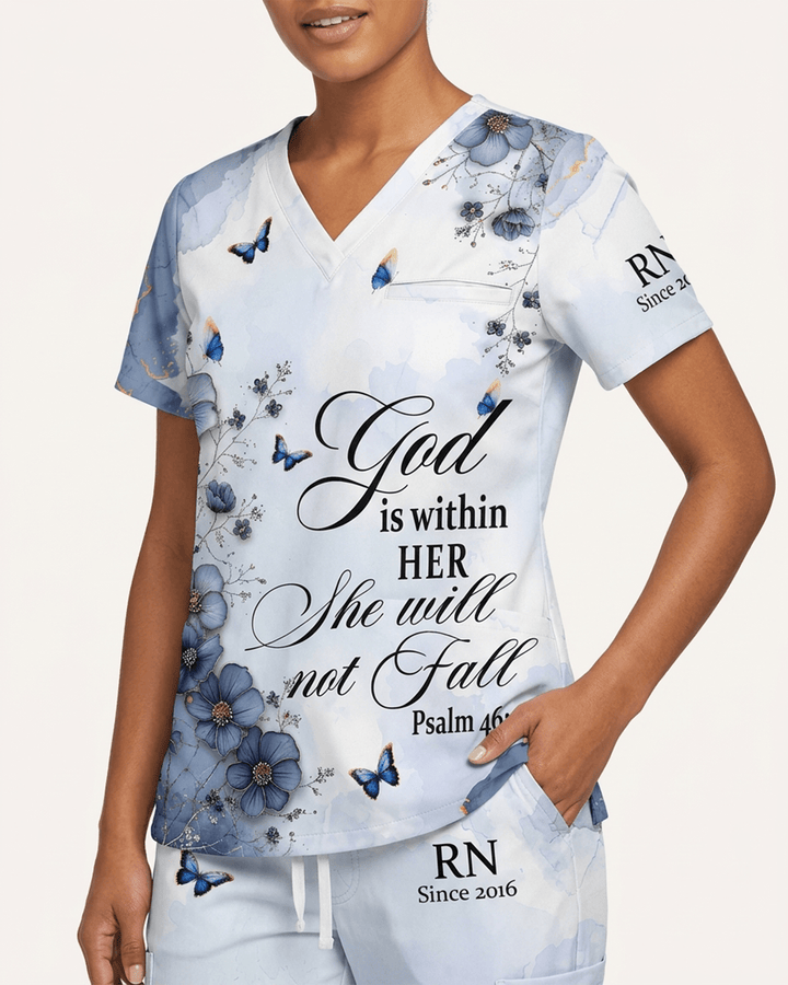 Personalized Job Title And Year God Is Within Her She Will Not Fall Nurse Flower Top