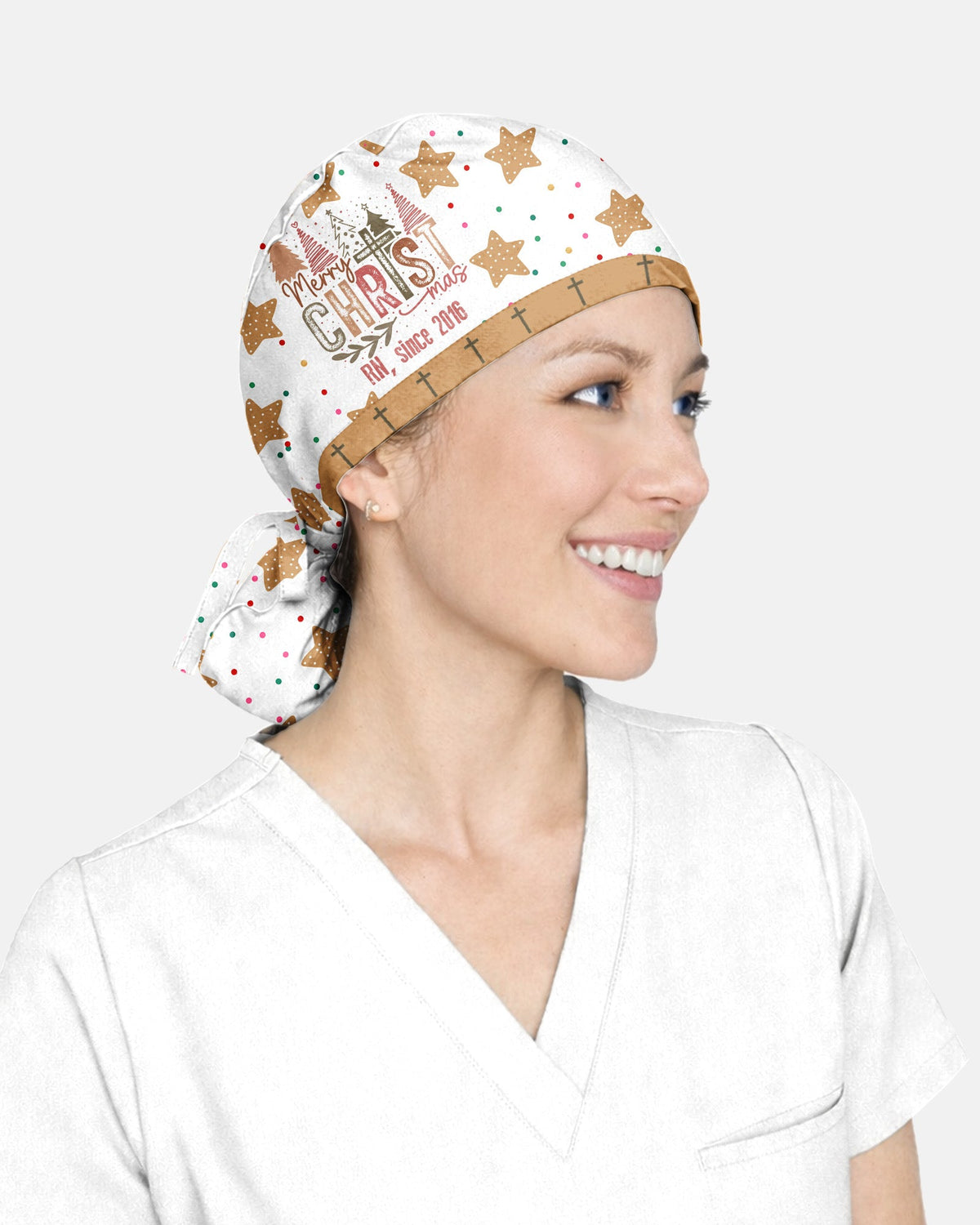 Personalized Job Title And Year Merry Christmas Jesus Cross Christian Gift For Nurse Cap - Scrubloop