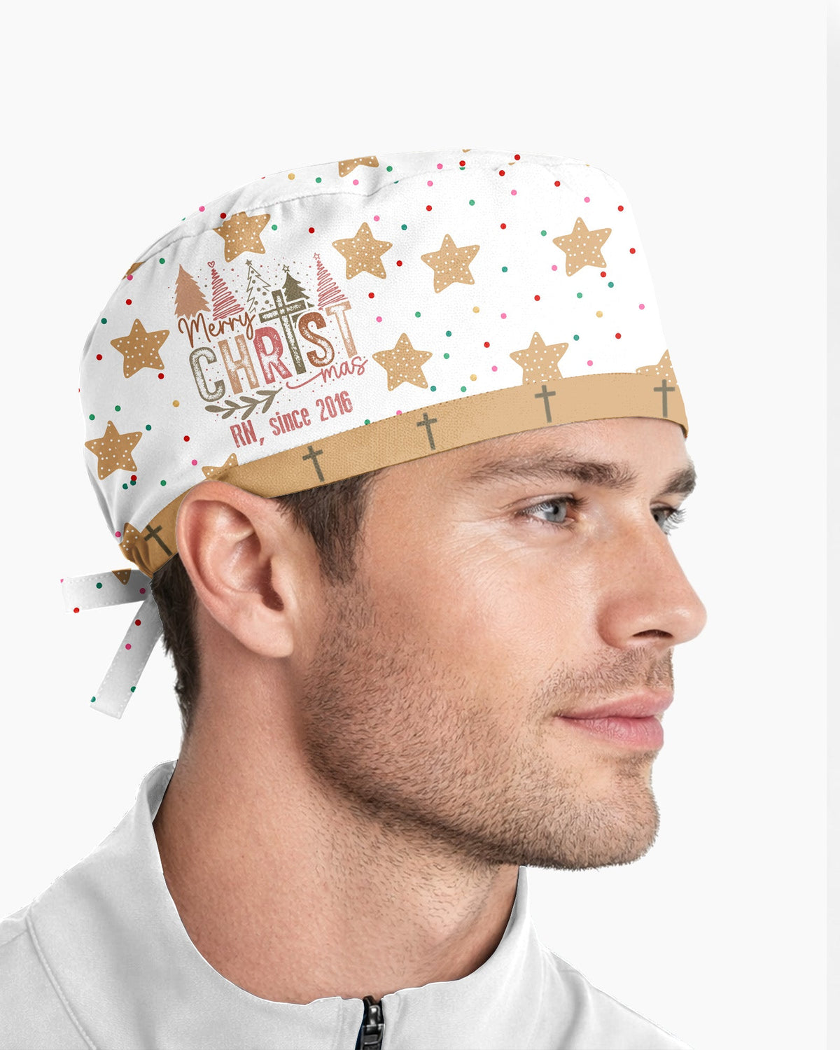 Personalized Job Title And Year Merry Christmas Jesus Cross Christian Gift For Nurse Cap - Scrubloop