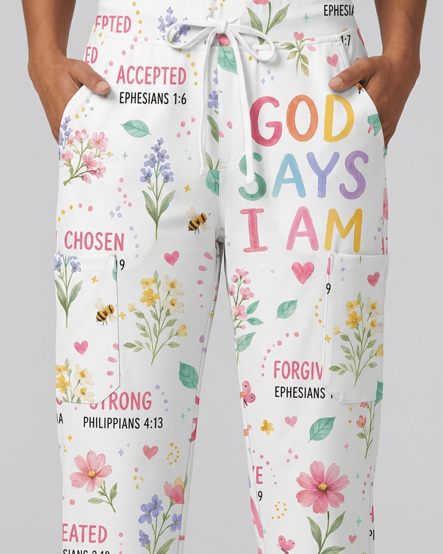 Personalized Job Title And Year Nurse God Says I Am Flower Women's One-Pocket V-neck Scrub Set - Scrubloop